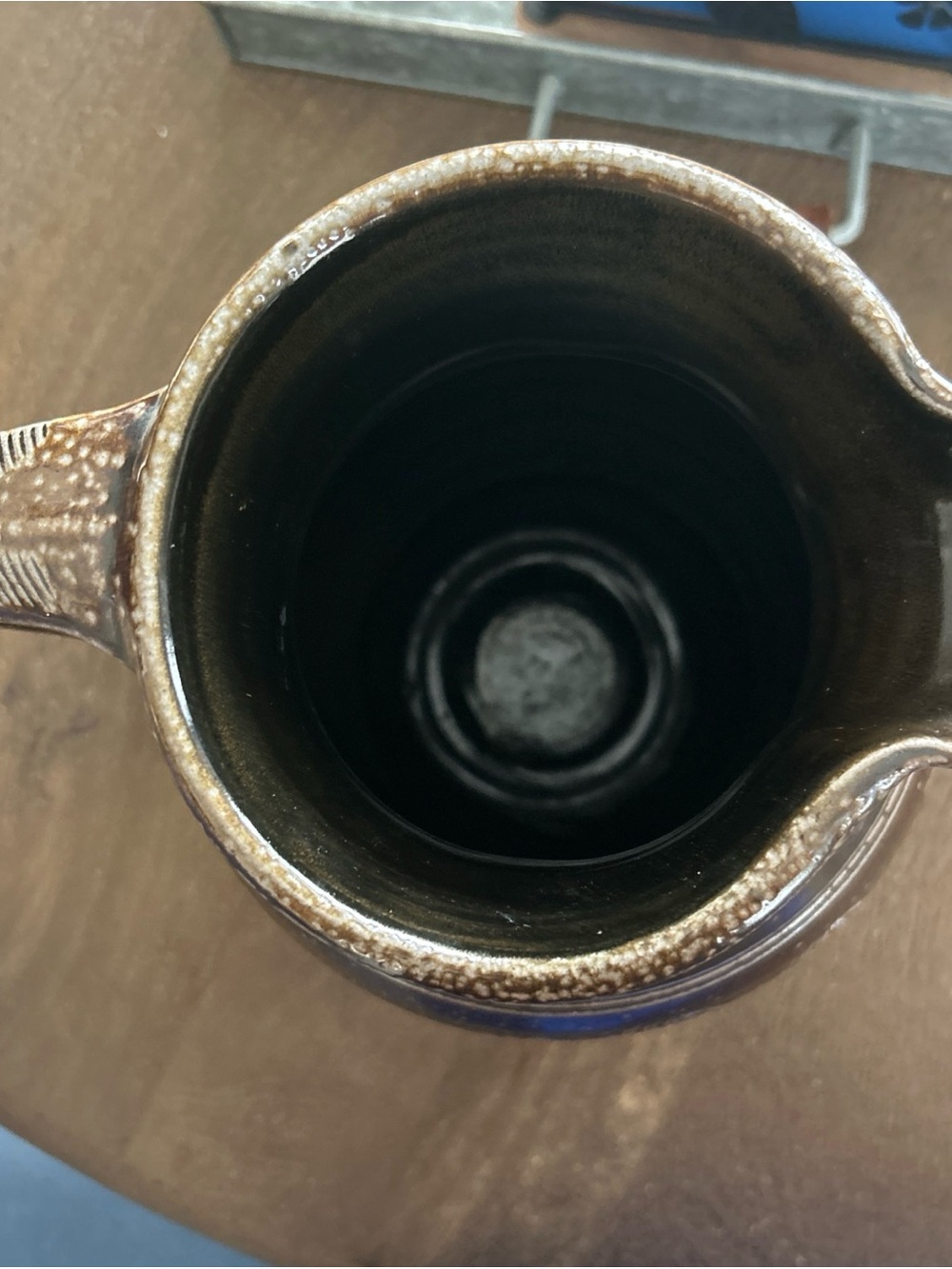 Rowe Pottery Handmade Brown Ceramic Pitcher with Textured Banding 2002 - Picture 5 of 8